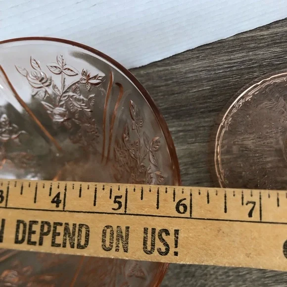 Vtg Federal Glass Pink Sharon Cabbage Rose Covered Candy Dish - Picture 8 of 14